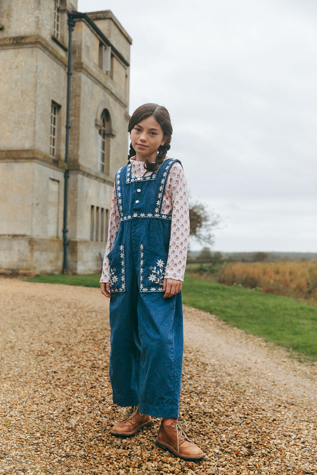 LALi / Clara Romper in Bijou Blue Embroidery