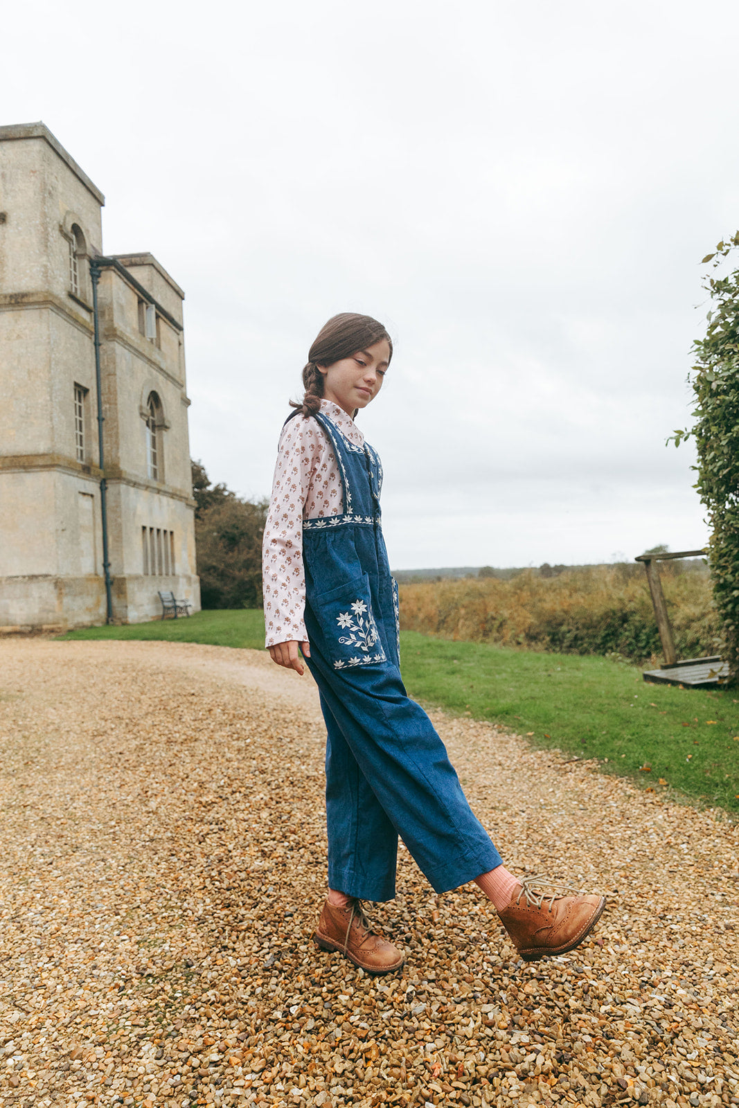 LALi / Clara Romper in Bijou Blue Embroidery