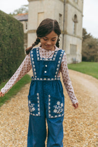 LALi / Clara Romper in Bijou Blue Embroidery