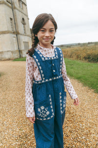 LALi / Clara Romper in Bijou Blue Embroidery