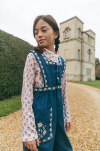 LALi / Clara Romper in Bijou Blue Embroidery