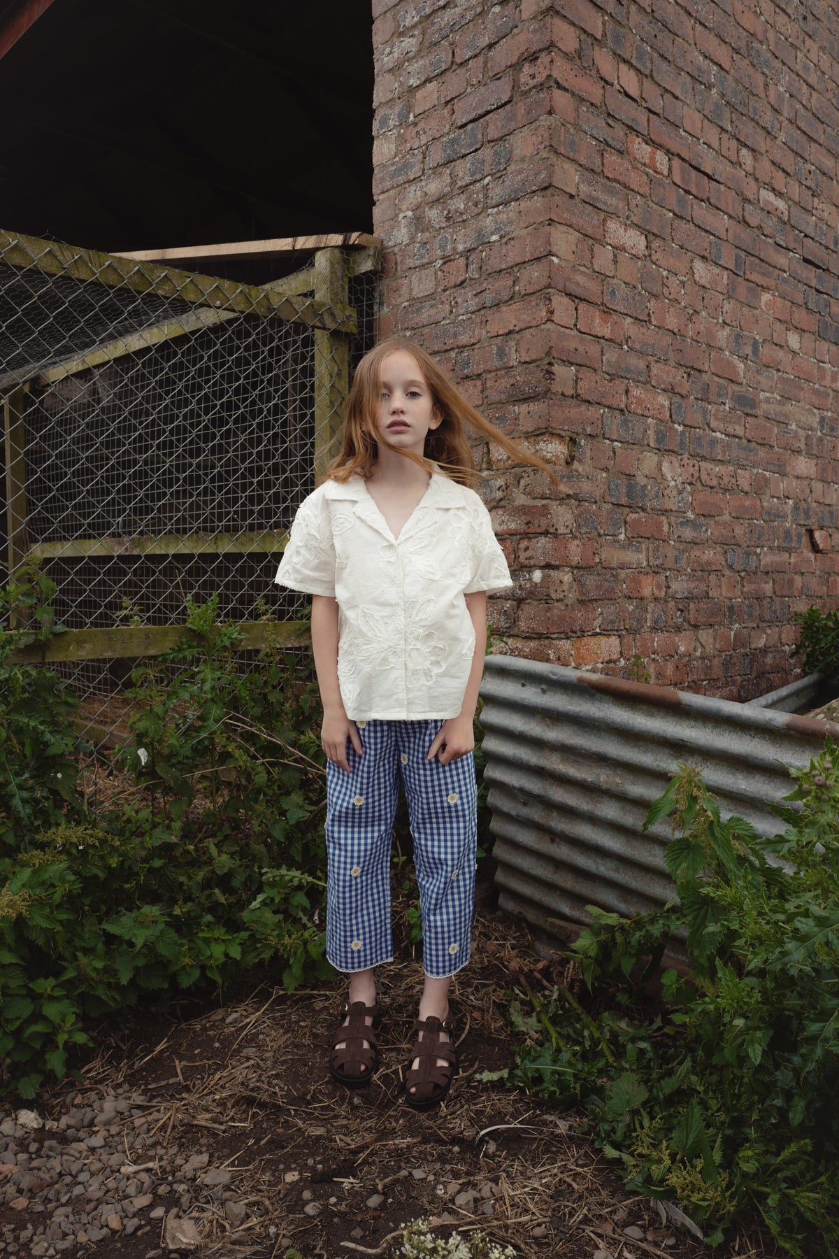 FISH & KIDS / WHITE FLOWERS SHIRT