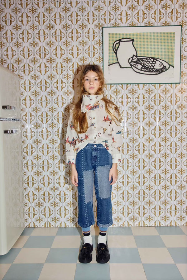 FISH & KIDS / DENIM PATCHWORK PANTS