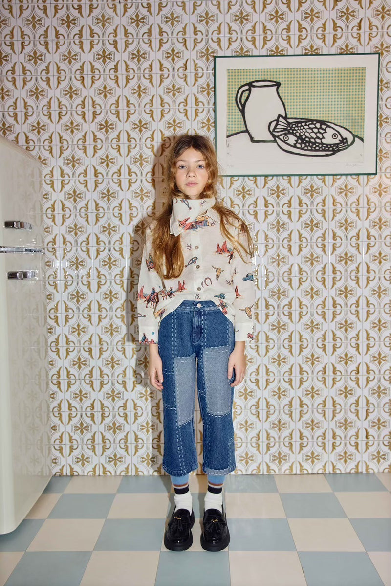 FISH & KIDS / DENIM PATCHWORK PANTS