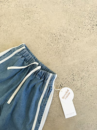 twin collective / TRICKY TRACK PANT-SIDE STRIPE BLUE