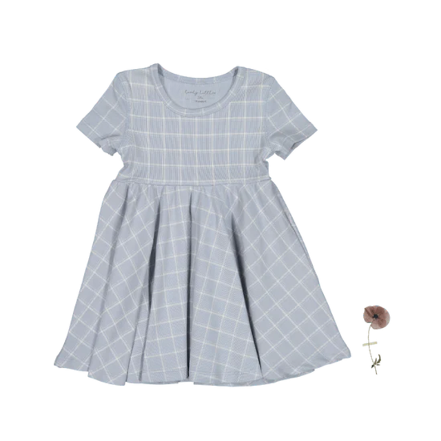 lovely littles / The Printed Short Sleeve Dress - Blue Grid