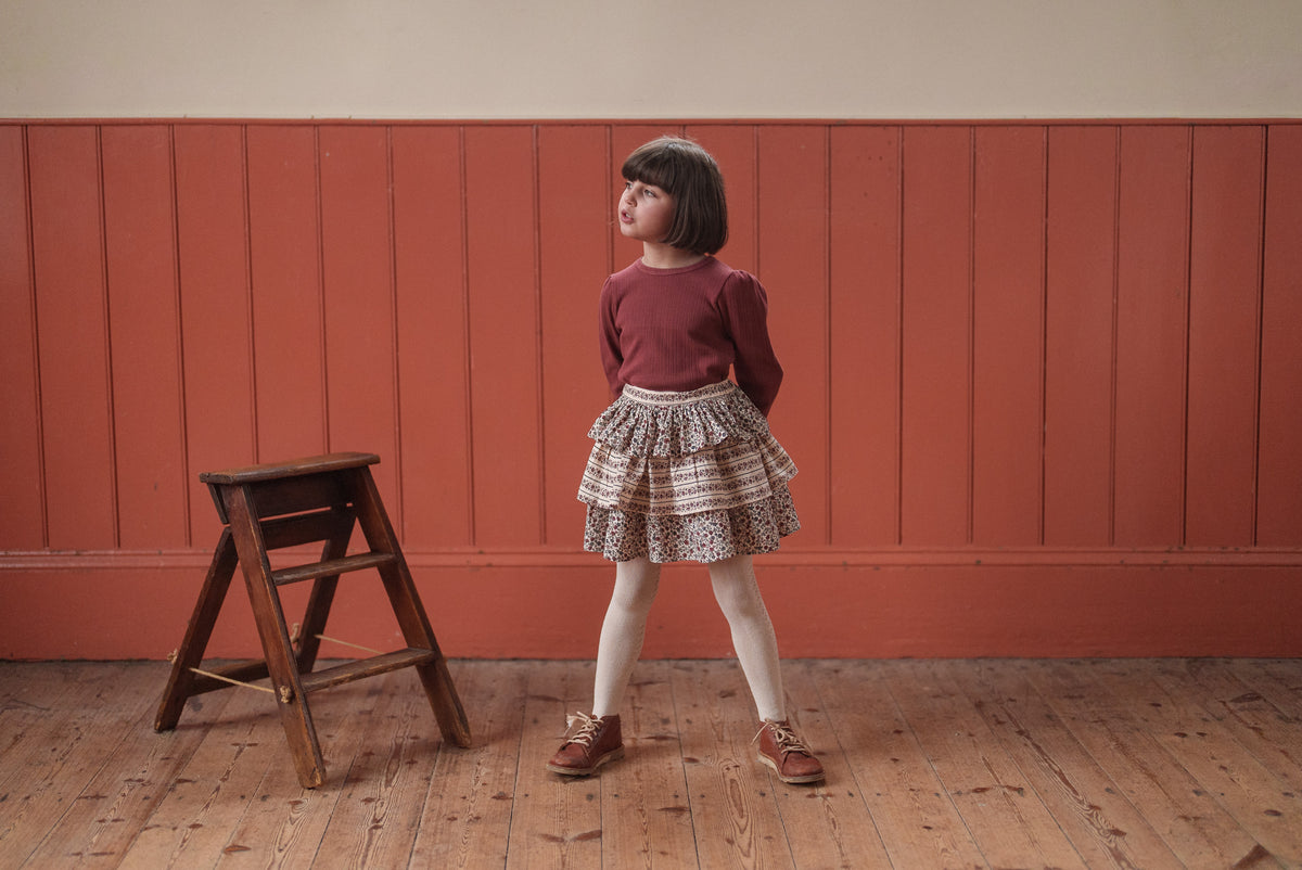 Little Cotton Clothes / Organic Pointelle T-shirt Redcurrent