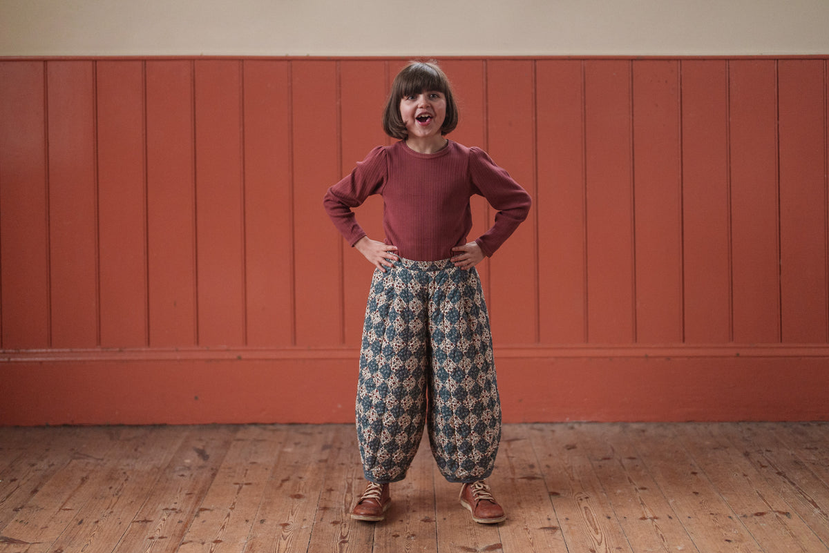 Little Cotton Clothes / Quilted Jessica Trousers Harlequin Floral