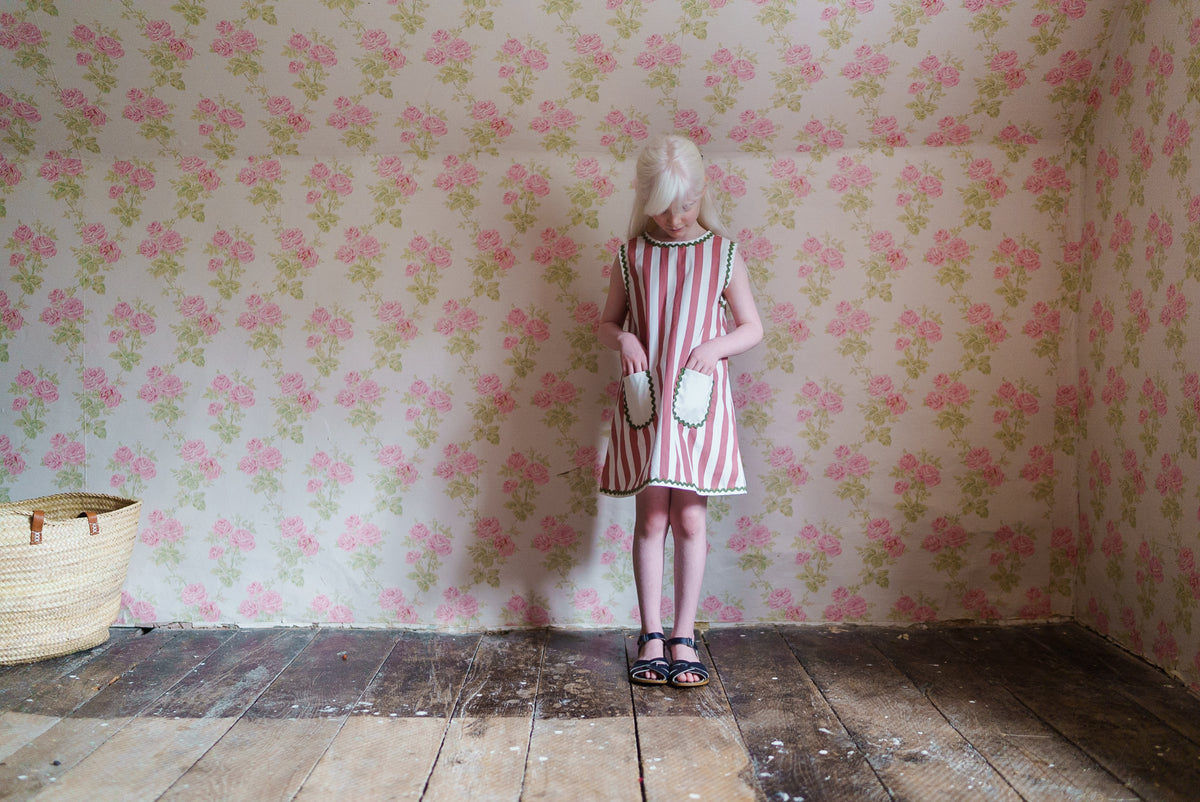 Little Cotton Clothes / Hannah Dress Raspberry Stripe